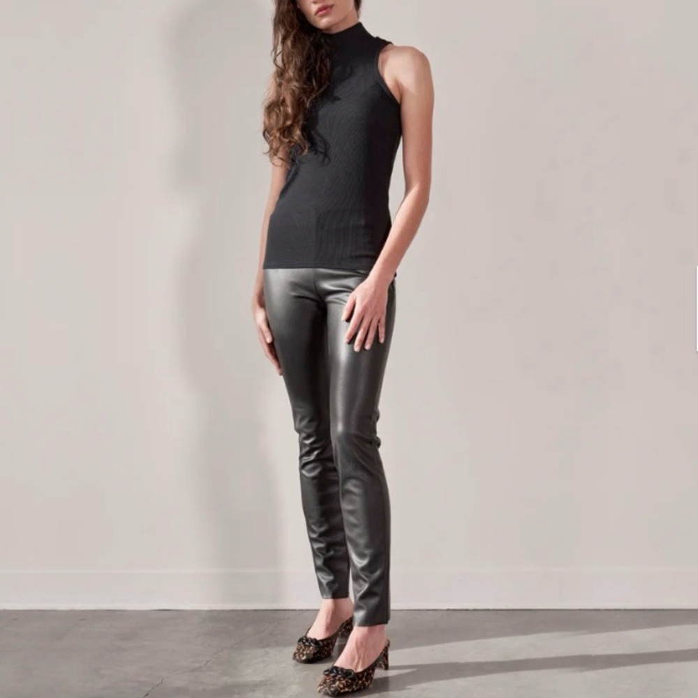 RAFFAELLO ROSSI Resa Vegan Leather Pant Sz EU40(L) Black Edgy Minimalist Biker